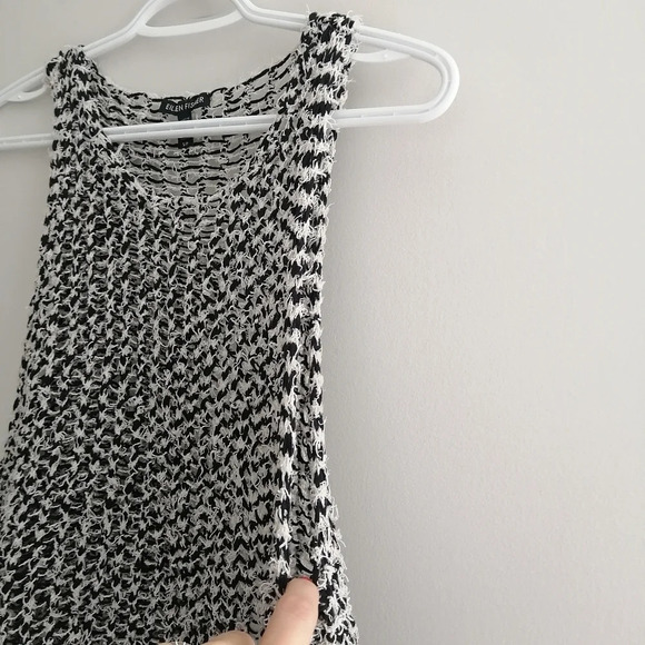Eileen Fisher Tufted Cotton Twist Open Knit Tank Top Black and White Chain Small - Picture 5 of 15